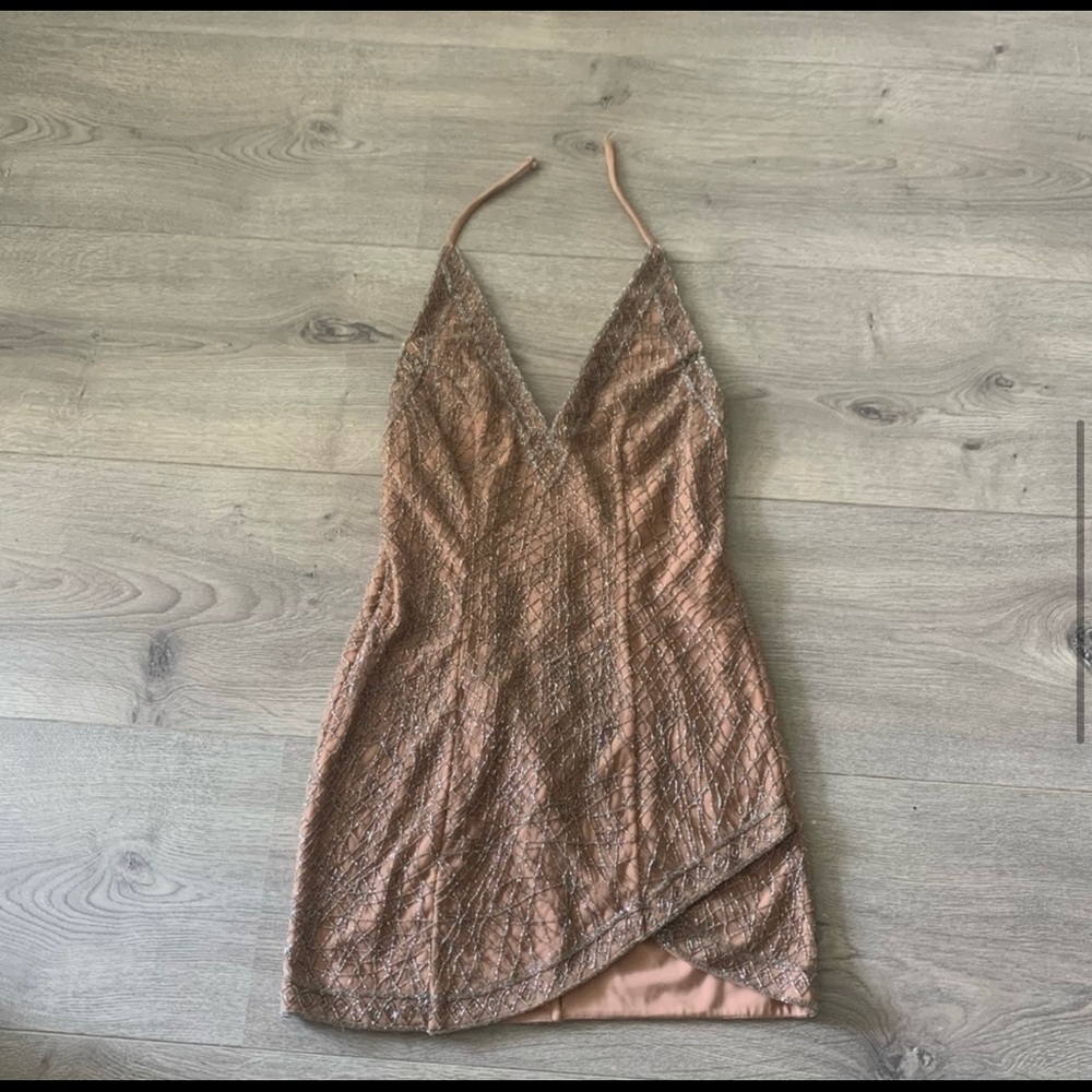 NBD Champagne Beaded Mini Dress - Picture 4 of 7